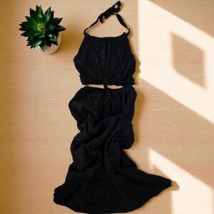 DeepSelf Black Cutout Halter Maxi Dress – Size S, NWT